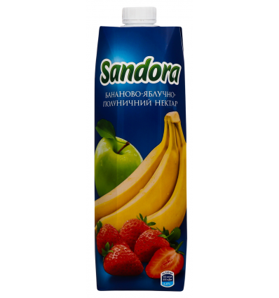 Нектар Sandora Бананово-яблучно-полуничний з м`якоттю 950мл