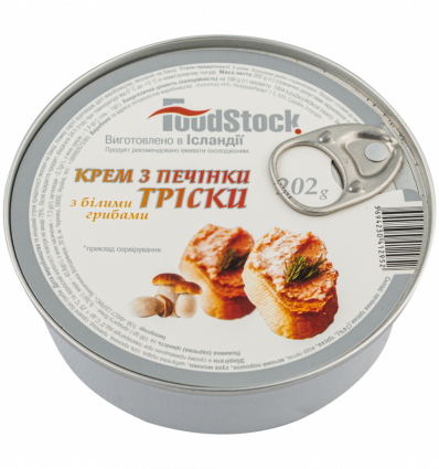 Крем з печінки тріски ТМ "FOOD STOCK" з білими грибами 202 г