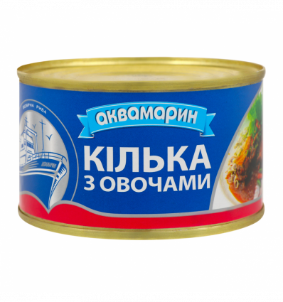 Килька Аквамарин черноморская обжаренная с овощным гарниром в томатном соусе 230гр
