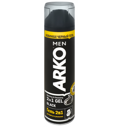 Гель Arko Men 2в1 для бритья и умывания черный 200мл