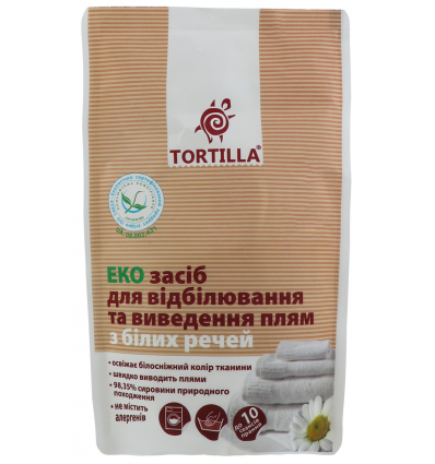Средство Tortilla ЭКО для отбеливания и выведения пятен с белых вещей 200г