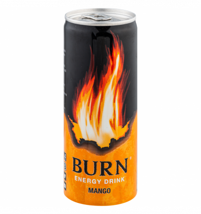 Напиток Burn вкус манго безакогольный сильногазированый энергетический жестяная банка 250мл