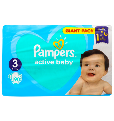 Пiдгузки Pampers Active Baby дитячі 3 розмір 6-10кг 90шт