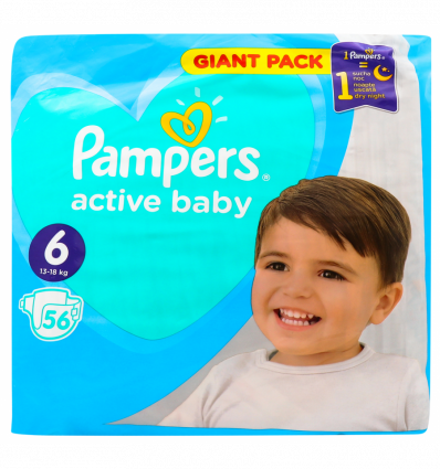 Пiдгузки Pampers Active Baby Extra Large дитячі 6 розмір 13-18кг 56шт
