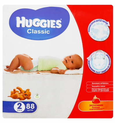 Підгузки Huggies Classic 2 розмір 3-6кг 88шт