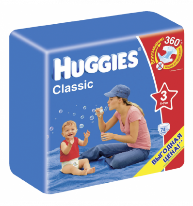 Подгузники Huggies Classic 3 размер 4-9кг детские 78шт