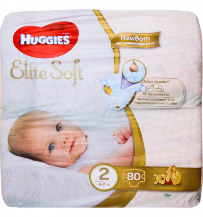 Подгузники Huggies Elite Soft 2 размер для детей 4-6кг 82шт