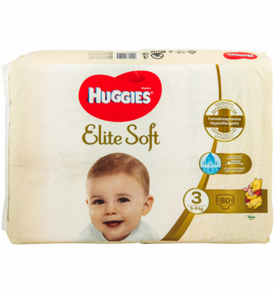 Підгузки Huggies Elite Soft 3 розмір для дітей 5-9кг 80шт