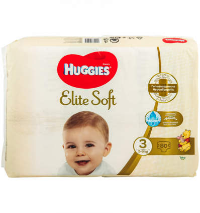 Подгузники Huggies Elite Soft 3 размер для детей 5-9кг 80шт