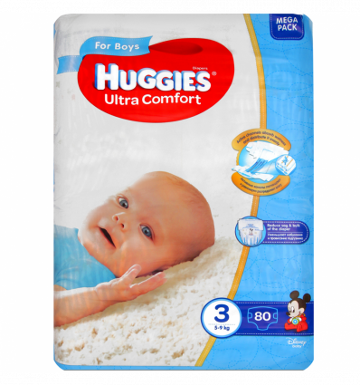 Підгузки Huggies Ultra Comfort для хлопчиків 3 розмір 5-9кг 80шт