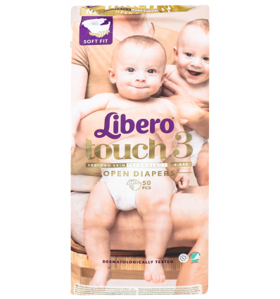 Підгузки Libero Touch 360° pro skin 3 розмір 4-8кг 50шт