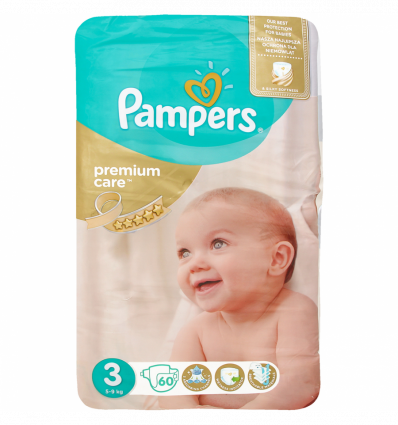 Подгузники Pampers Premium Care 3 размер для детей 6-10кг 60шт