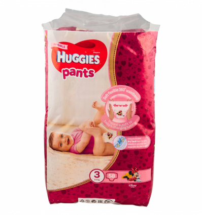 Підгузки-трусики Huggies Pants для дівчаток 3 розмір 6-11кг 58шт