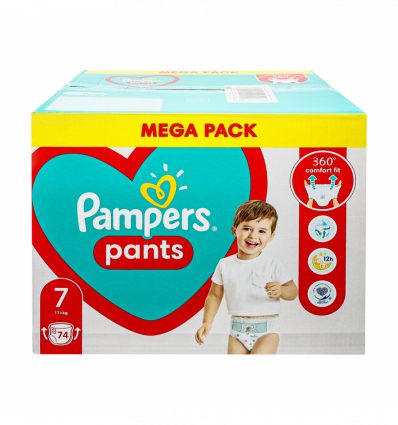 Подгузники-трусики Pampers Pants для детей 7 размер 17кг+ 80шт/уп