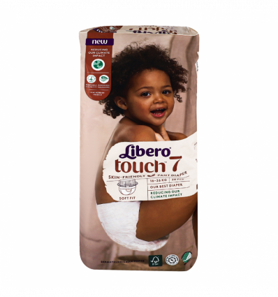 Підгузники Libero Touch 7 розмір для дітей 16-26кг 28шт/уп