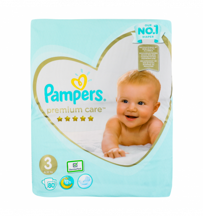Підгузники Pampers Premium care 3 розмір для дітей 6-10кг 80шт/уп