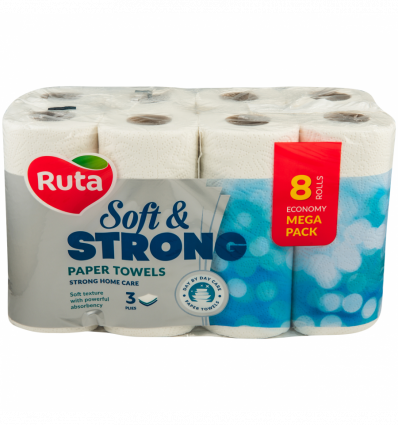 Рушники паперові Ruta Soft&Strong тришарові 8рул
