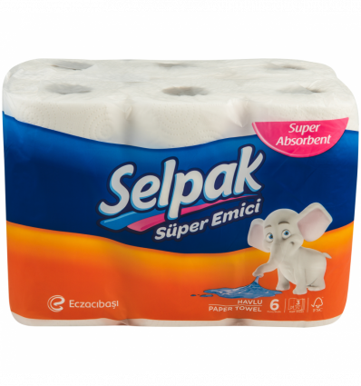 Полотенца Selpak Super Absorbent бумажные трехслойные 6шт