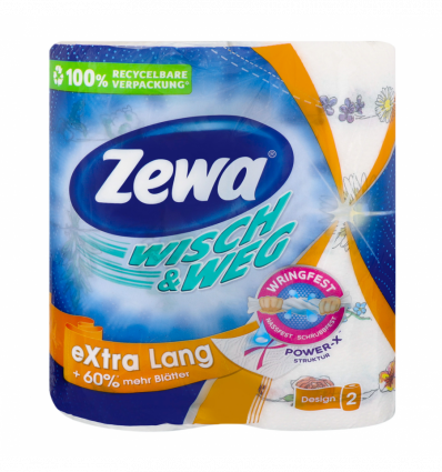 Полотенца бумажные Zewa Design Extra Lang Wisch&Weg кухонные 2-х слойные 2шт