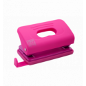 Діркопробивач пластиковий, RUBBER TOUCH, до 10 арк., 120х58х59 мм, рожевий