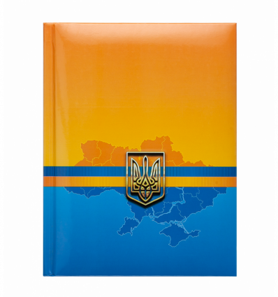 Записна книжка UKRAINE, А5, 80 арк., клітинка, тверда обкладинка, гл. ламінація з поролоном, синя