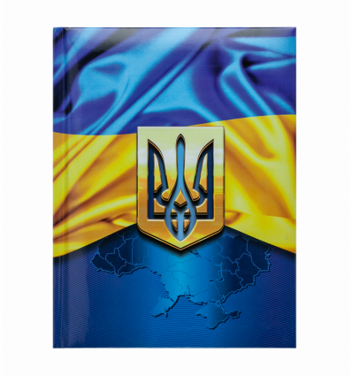 Записна книжка UKRAINE, А5, 80 арк., клітинка, тверда обкладинка, гл. ламінація з поролоном, темно-с