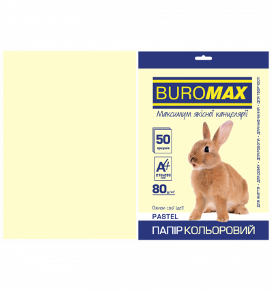 Цветная бумага BUROMAX PASTEL кремовая А4 80г/м² 50 листов ( BM.2721250-49 )