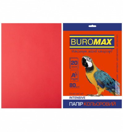 Кольоровий папір BUROMAX INTENSIVE червоний А4 80г/м² 20 аркушів ( BM.2721320-05 )
