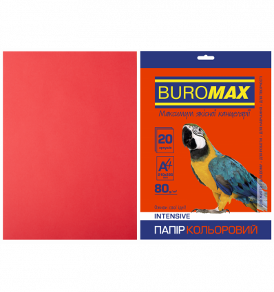 Цветная бумага BUROMAX INTENSIVE красная А4 80г/м² 20л (BM.2721320-05)