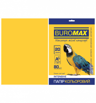 Кольоровий папір BUROMAX INTENSIVE жовтий А4 80г/м² 20арк (BM.2721320-08)