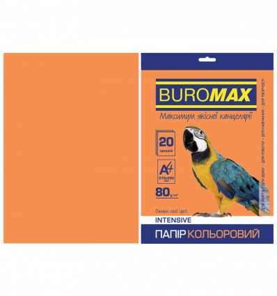 Цветная бумага BUROMAX INTENSIVE оранжевая А4 80г/м² 20л (BM.2721320-11)