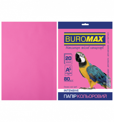 Кольоровий папір BUROMAX INTENSIVE малиновий А4 80г/м² 20арк (BM.2721320-29)