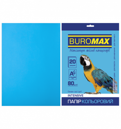 Кольоровий папір BUROMAX INTENSIVE світло-синій А4 80г/м² 20 аркушів ( BM.2721320-30 )