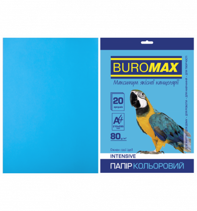 Цветная бумага BUROMAX INTENSIVE светло-синяя А4 80г/м² 20л (BM.2721320-30)