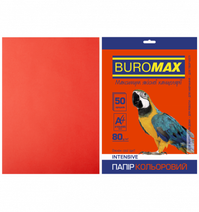 Цветная бумага BUROMAX INTENSIVE красная А4 80г/м² 50л (BM.2721350-05)