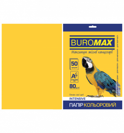Кольоровий папір BUROMAX INTENSIVE жовтий А4 80г/м² 50 аркушів ( BM.2721350-08 )