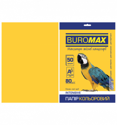 Кольоровий папір BUROMAX INTENSIVE жовтий А4 80г/м² 50арк (BM.2721350-08)