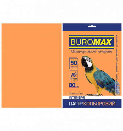 Кольоровий папір BUROMAX INTENSIVE помаранчевий А4 80г/м² 50 аркушів ( BM.2721350-11 )