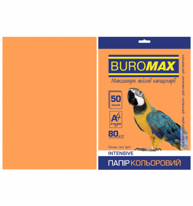 Кольоровий папір BUROMAX INTENSIVE помаранчевий А4 80г/м² 50арк (BM.2721350-11)