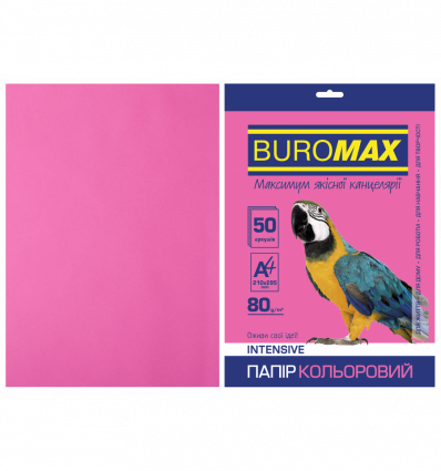 Кольоровий папір BUROMAX INTENSIVE малиновий А4 80г/м² 50арк (BM.2721350-29)