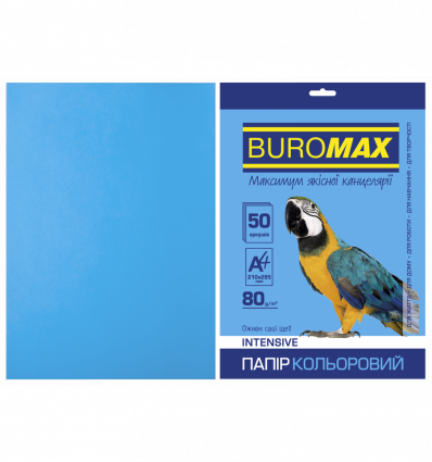 Кольоровий папір BUROMAX INTENSIVE світло-синій А4 80г/м² 50арк (BM.2721350-30)