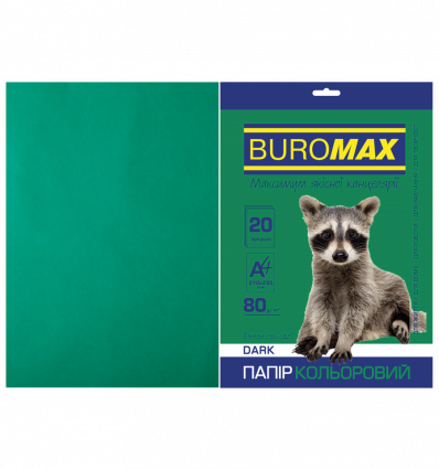 Цветная бумага BUROMAX DARK темно-зеленая А4 80г/м² 20 листов ( BM.2721420-04 )