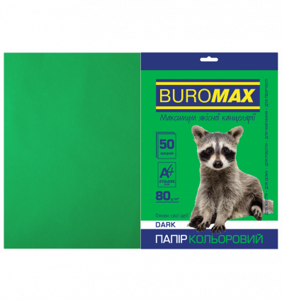 Кольоровий папір BUROMAX DARK темно-зелений А4 80г/м² 50 аркушів ( BM.2721450-04 )