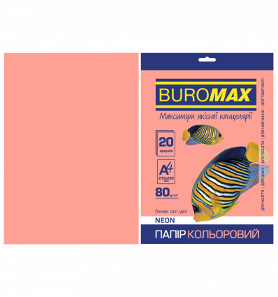 Кольоровий папір BUROMAX NEON рожевий А4 80г/м² 20 аркушів ( BM.2721520-10 )