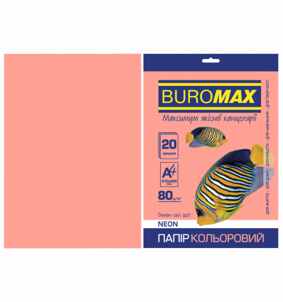 Кольоровий папір BUROMAX NEON рожевий А4 80г/м² 20арк (BM.2721520-10)