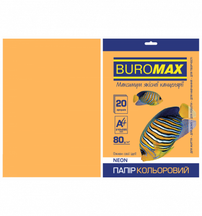 Цветная бумага BUROMAX NEON оранжевая А4 80г/м² 20л (BM.2721520-11)
