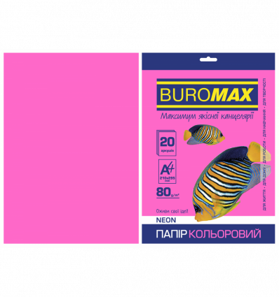 Кольоровий папір BUROMAX NEON малиновий А4 80г/м² 20 аркушів ( BM.2721520-29 )