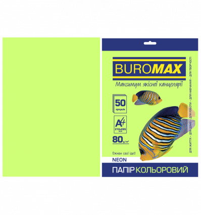 Цветная бумага BUROMAX NEON зеленая А4 80г/м² 50л (BM.2721550-04)