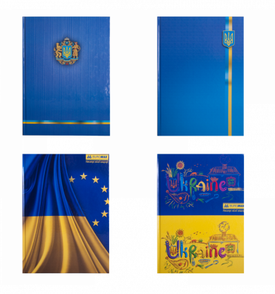 Книга канцелярська UKRAINE, А4, 96 арк., клітинка, офсет,тверда ламінована обкладинка, асорті