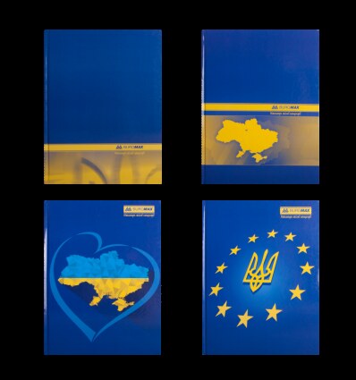Книга канцелярська UKRAINE, А4, 192 арк., клітинка, офсет, тв. лам. обкл., асорті ( BM.2404і )
